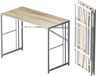 Folding Desk 103 cm, Writing Gaming Computer Camping Table, No Assembly Required Home Office Desk, Beige