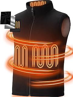 Heated Gilet for Men, Electric Heated Vest Men with 3 Temperature, Heated Body Warmer(Power Bank Not Included) Heated Jacket for Outdoor Hiking, Bicycling, Hunting,Dark Black,XL