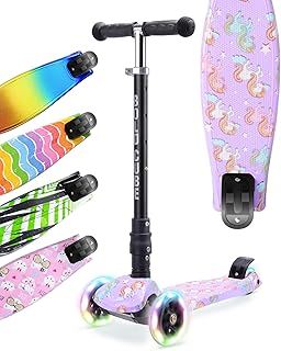 Big Fold | Three Wheel Scooter for Children Ages 5-10 Years | LED Wheels with Flashing Lights | Height Adjustable 65 to 89 cm | Rear Reflectors