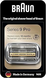 Braun Series 9 Electric Shaver ORIGINAL Replacement Head, Easily Attach Your New Shaver Head, Also Compatible with Series 9 Pro Electric Razors, 94M, Silver