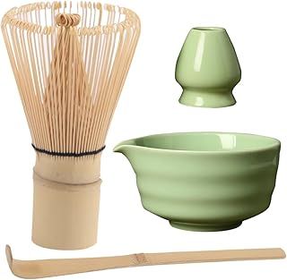 4Pcs Matcha Tea Set, Matcha Whisk Set, Matcha Set Kit, Matcha Kit, with 450ml Ceramic Matcha Bowl with Spout, Matcha Whisk Stand, Matcha Whisk and Matcha Spoon for Tea Lovers