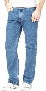 Mens Original Cotton Jeans Basic Plain Straight Leg Heavy Duty Denim Wash Boys Jean Classic Designer Fit Casual Work Wear Zip Fly Belt Loop Pants Pocket Trousers Sizes 30 to 50