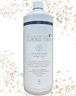 Professional Spray Tan Bottle (Light) - 1 Litre. Lusso Tan Self-tan for Salon or At-Home Fake-Tan Machine. Instant-Drying Non-Sticky. Natural Nourishing Ingredients. Vegan and Cruelty-Free.