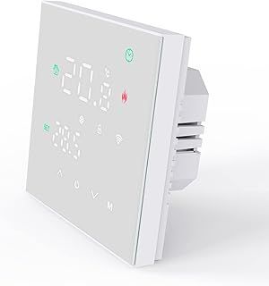 Smart Thermostat Touch Screen WiFi Enabled Programmable Temperature Control For Electric Heating/Gas Boiler Save Energy (White Electric Heating)
