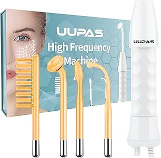 High Frequency Wand - UUPAS Portable Handheld Neon High Frequency Facial Skin Tightening Machine with 4 Pcs Glass Tubes for Acne Firming Skin Rejuvenation Wrinkle Removal