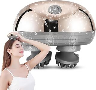 Electric Scalp Massager, Portable Waterproof Mini Head Massager, 3 Modes Massage Methods Relax Nerves, 96 Silicone Contact, Stimulates Hair Growth & Deep Clean, for Head Neck Leg Body, Gold