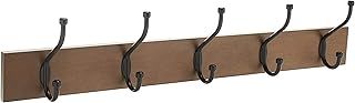 Amazon Basics Rectangular Wall Mounted Coat Rack, Pack of 1, 5 Hook, Standard, Barnwood