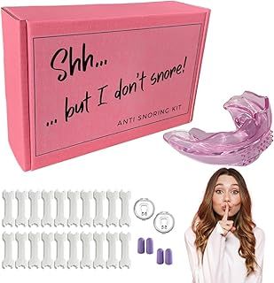 Stop Snoring Aids for Women| Anti Snore Mouth Guard for Women| 20 Nasal Breathing Strips| 2 Magnetic Nose Clips| 2 Sets Ear Plugs| Female Snore Stopper| Anti Snoring Devices (Pink)