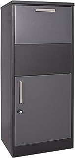 Parcel Post Box Black 50 x 37.5 x115 cm Freestanding Letter Box, Lockable with Set of 2 Keys, Ensures Easy Parcel Delivery at Home, Drop Box, Outdoor Mailbox
