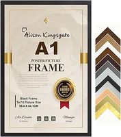 Alison Kingsgate Premium A1 Frame Black In Size 59.4 x 84.1 cm Frame - A1 Photo Frame with Clear Perspex Front & Wall Mounting to Hang Portrait or Landscape (Black)