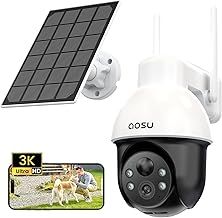 AOSU 3K Security Camera Outdoor Wireless, 5MP WiFi Solar Outdoor Camera for Home Security Surveillance, Panoramic PTZ, Auto Tracking, AI Motion Detection Alerts, Colour Night Vision, 2-Way Talk