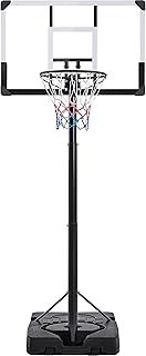 Yaheetech Basketball Hoop Net Set 10ft Height Adjustable Basketball Backboard Stand System 2.28M-3.03M with 2 Wheels & 44 Inch Backboard for Teens, Youth & Adults