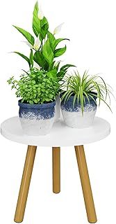 Bamworld Wood Plant Stand Indoor Small Plant Table Mid Century Plant Stool for Flower Pots Round Side/End Table for Corner Bedroom Living Room