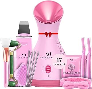 Facial Steamer Spa Kit with Complimentary 17 Skin Care Tools | Face Steamer for Facial Deep Cleaning with Towel Warmer & Humidifier Mode| Self Care Gifts for Women, Spa Gifts, Birthday Gifts for Women