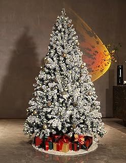6ft Pre-Lit Snow Flocked Christmas Tree with 350 Chasing Warm LED Lights - Premium Artificial Spruce Hinged Xmas Tree