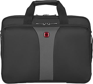 Wenger Legacy 16 briefcase, laptop case with shoulder strap, notebook up to 16 inches, 15 L, for men and women, office, business, uni or school, black/gray, 600648