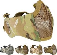 AOUTACC Foldable Airsoft Mask,Half Face Mesh Masks with Ear Protection for Cs War Game, BB Gun,Hunting,Paintball