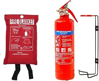 FSS UK 1 KG ABC Dry Powder FIRE Extinguisher with CE Marked FIRE Blanket. Ideal for Homes Boats Kitchen Workplace Offices Cars Vans Warehouses GARAGES