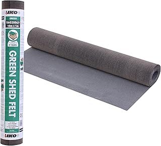 Standard Grade Shed Roof Felt Dark Green Mineral 32.8 x 3.2 ft (10m x 1m) with 13mm Galvanized Roofing Nails Pack of 50 Included - Durable, Long-Lasting Heavy-Duty Roofing Felt