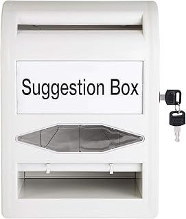 Amazon Basics ABS Ballot Box With Lock and Key, Non-clear