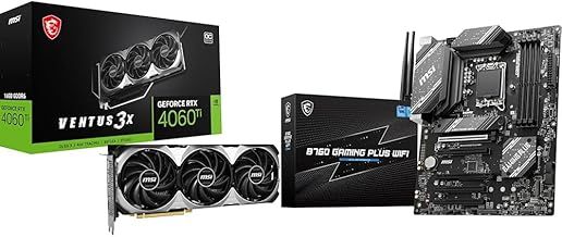 MSI GeForce RTX 4060 Ti VENTUS 3X 16G OC Graphics Card - RTX 4060 Ti GPU, 16GB GDDR6 & B760 GAMING PLUS WIFI Motherboard, ATX - Supports Intel 12th & 13th Gen Core Processors