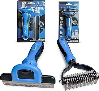 Deshedding Tool & Dematting Comb – Grooming Brushes for Dogs, Cats, Horses – Reduce Shedding and Remove Knots, Mats and Loose Undercoat, Large Size