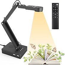 Kitchbai Visualiser for Teaching, USB Document Camera with Remote, 12MP & 9X Zoom-in, Move lmage, Microphones and Speakers, Mirroring, LED Lights, 2 Port HUB, for Remote Learning, Painting, Live Demo
