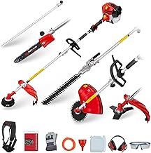 52cc Long Reach Petrol Multi Functional Garden Tool Including: Strimmer, Hedge Trimmer, Pruner Chainsaw, Brush Cutter with 2.4mm Thick Trimmer Line & 1m Extension Pole 1 Year Warranty