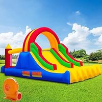 Inflatable Bounce House Large Bouncy Castles Dual Slide Trampoline Climbing Wall with Blower for Kids Age 3-10, 4.88 x 2.23 x 2.2m