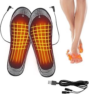 Heated Insoles, Electric USB Powered Foot Warmer, Winter Warm Socks Feet Heater Shoe Insole for Hunting Fishing Hiking Camping, Thermal Sole Washable to Cut for Men and Women (EU 35-45)