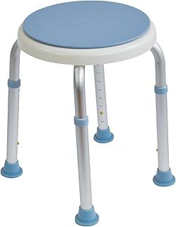 Aidapt Bath Stool with Rotating Seat Non-Slip Ferrules,8 Numbered Height Settings,Shower Chair,Elderly,Disabled,Pregnancy,Post Surgery,Rust Free Aluminium, Lightweight, Easy Assembly, White/Blue