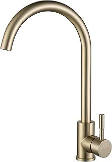 KINSE Kitchen Mixer Tap, 360° Swivel Kitchen Sink Faucet, Stainless Steel, Single-Handle, Gold