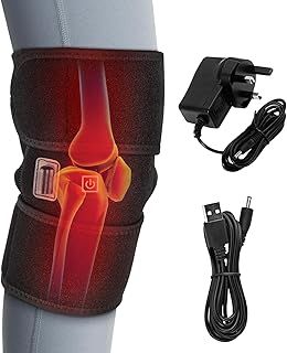 Heated Knee Pad, Knee Brace Heating Pad, 3 Heating Modes Knee Warmer Wrap for Arm Knee Joint, Come with Power Plug & USB Cable-1PC