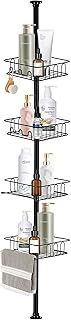 HOUHA Telescopic Corner Shower Caddy - Adjustable Bathroom Shelf With 4 Tiers, No Drilling Storage Organizer 73-302 cm, Black