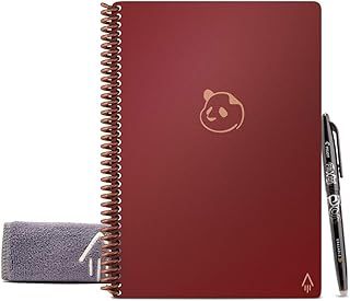 Rocketbook Panda Reusable Weekly Planner - Digital A5 Notebook, Maroon Smart Notepad, Daily Academic Diary, To Do List Bullet Journal with Frixion Erasable Pen, Office Gadget Reduces Paper Waste