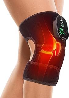 Heated Knee Brace, Cordless Heated Knee Warp, Rechargeable Knee Brace Warmer with 6 Heating Levels, 4 Timer, 3 in 1 Heated Knee Pad for Shoulder Elbow Knee, 1 Pack Black