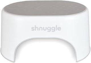 Shnuggle Sturdy Step Stool | Helps Toddlers in the Bathroom | Non-Slip Toilet Step in White and Grey for Kids | Multiuse Step for Toddler Potty Training