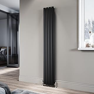 ELEGANT Black Double Panel Radiator 1800 x 272 mm Modern Flat Panel Column Designer Radiator Slim Radiator Tall Upright Central Heating Rad