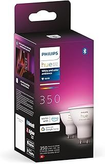 Philips Hue White and Colour Ambiance Smart Light 2 Pack [GU10 Spot] with Bluetooth. Works with Alexa, Google Assistant and Apple Homekit