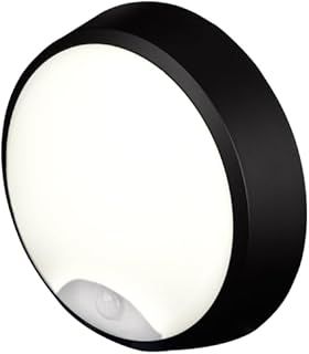 4lite Pylus Outdoor Round Wall Light (Black) 1100lm Motion Sensor Bulkhead IP54 LED Integrated Exterior Light - 4L2/3214/PIR - 4Yr Guarantee