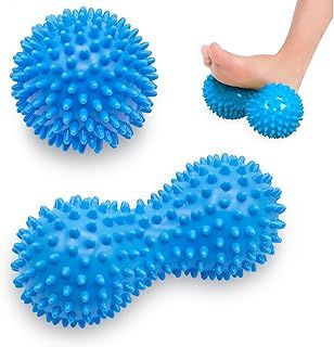 Beenax Spiky Massage Ball Roller Set - Plantar Fasciitis, Trigger Point, Deep Tissue, Myofascial Release, Tension and Foot Pain Relief - Relieve Stress and Relax Tight Muscles