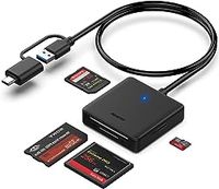Memory Card Reader, BENFEI 4in1 USB 3.0 and USB-C to SD Micro SD MS CF Card Reader Adapter, 4 Cards Simultaneously Read and Write, Compatible with iPhone 15 series, MacBook Pro/Air 2023, and More