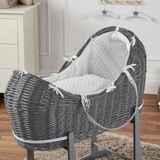 For Your Little One White Waffle White Wicker Pod Baby Deluxe Moses Basket