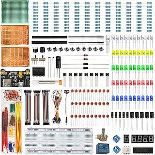 WayinTop Electronics Component Fun Kit w/E-Book, Upgraded Electronic Starter Kit with Breadboard Jumper Wires Kit, PCB Soldering Kit, LEDs & Resisitor Kit for Arduino/for Raspberry pi/ESP32/ESP8266