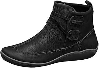 Warehouse Deals Clearance Work Boots for Women Wide Fit Walking Shoes Fahion Orthopedic Shoes High Top Leather Shoes Soft Sole Wedge Boots Comfort Arch Support Running Shoes Casual Non-Slip Boots