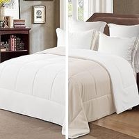 7.5 Tog King Size Duvet All Seasons, Ultra Soft Reversible Coverless Duvet, Lightweight Down Alternative Comforter, 230x220 cm Beige/White