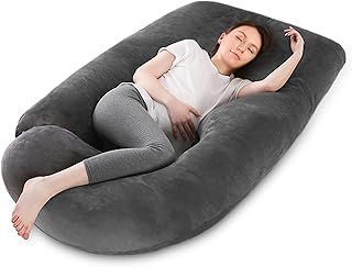 Pregnancy Pillow, J Shaped Full Body Pillow, Nursing Pillow Pregnancy Pillows for Sleeping, Support, Maternity Pillow Breastfeeding Pillows with Removable and Washable Cover(Dark Grey)