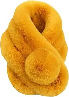 Lina & Lily Unisex Winter Fur Collar Scarf with Pom Soft Fluffy