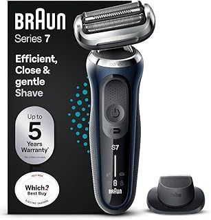 Braun Series 7 71-B1200s Electric Shaver for Men with EasyClick Precision Trimmer Attachment, 360° Flex, Wet & Dry, Rechargeable, Cordless Foil Razor, Blue