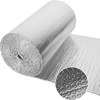 Dripex Double Bubble Foil Insulation, Heat Reflective 5 - 6mm Thick Double-Layer Aluminium Insulation Foil, Loft Boat Caravan Home Wall Roof Shed, 0.6m x 25m(15㎡)